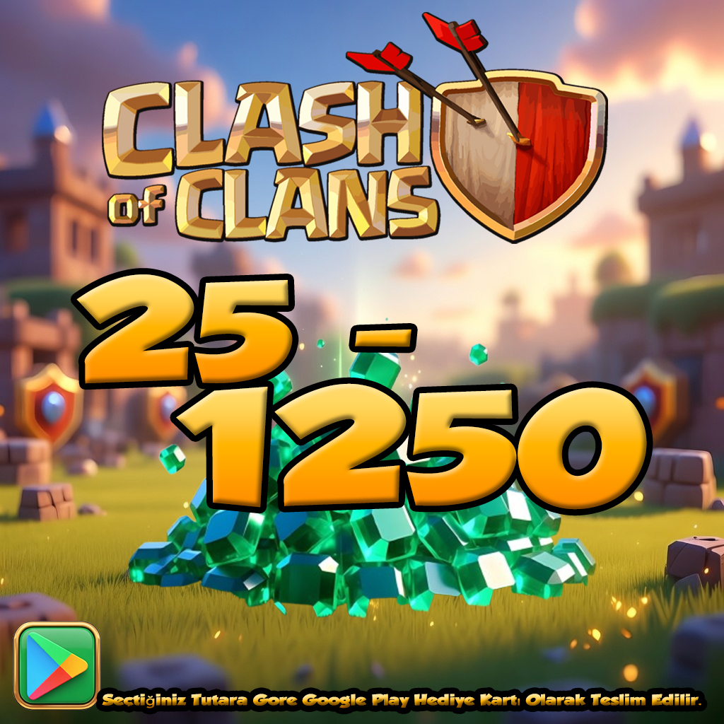 Clash Of Clans 25 - 1250 TL Google Play