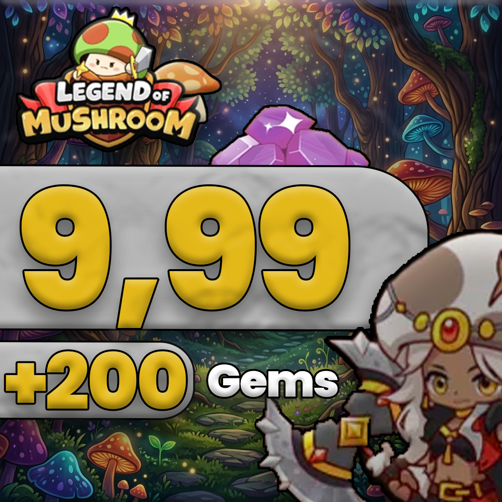 Legend of Mushroom 9.99 Gems + 200 Elmas